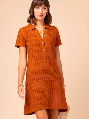 Spartina 449 Bettina Polo Knit Dress Pecan  Cottagecore Size XS